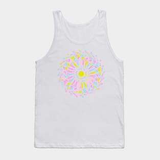 Round ornament with random geometric shapes in bright neon colors Tank Top